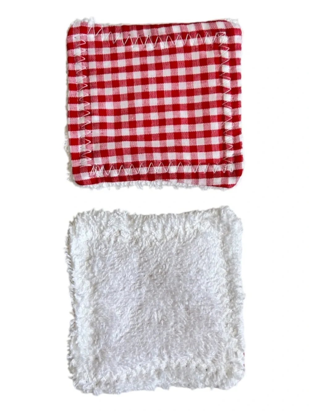 Hand Crafted 100% Cotton Colorful Red Gingham Reusable Facial Makeup Wipes